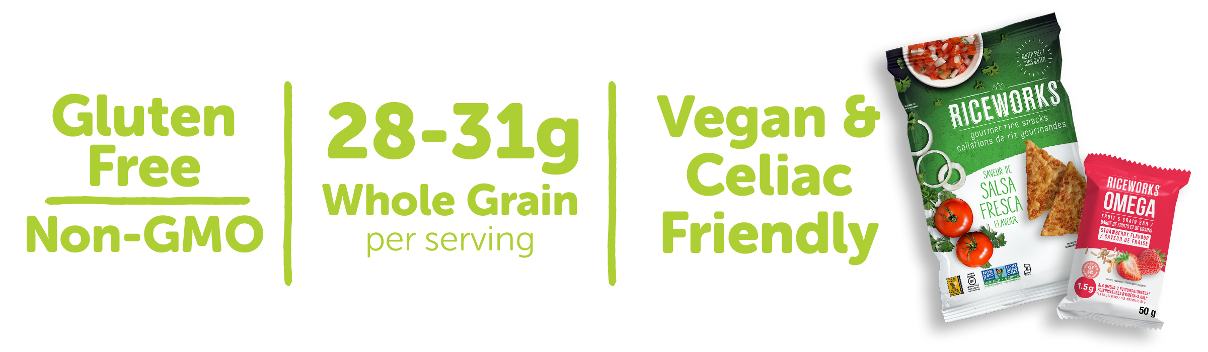 Gluten Free, Non-GMO, 15-19 g Whole Grain per serving, Vegan and Celiac friendly