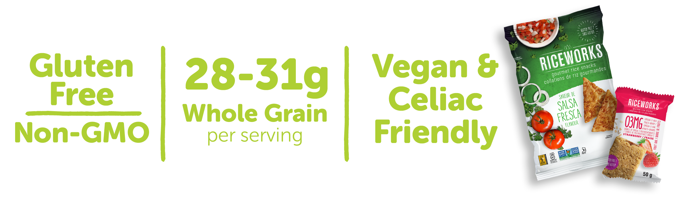 Gluten Free, Non-GMO, 15-19 g Whole Grain per serving, Vegan and Celiac friendly