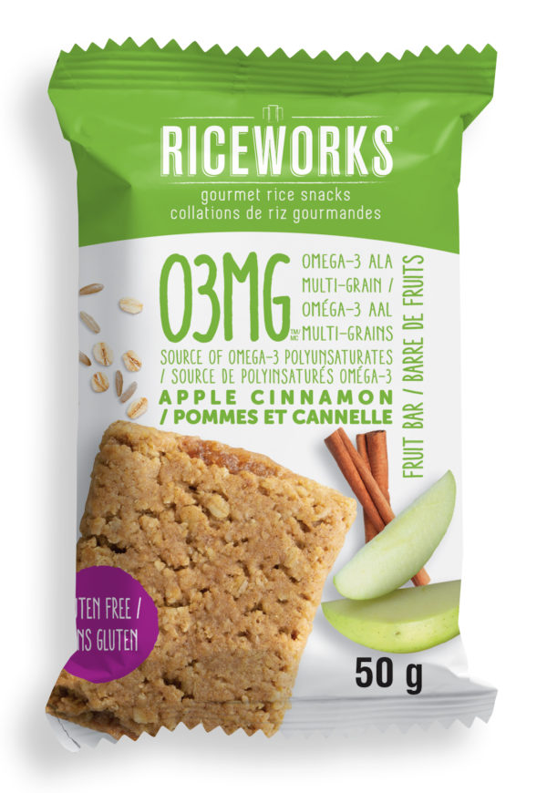 Riceworks O3MG Apple Cinnamon Baked Multigrain Omega-3 Fruit Bar