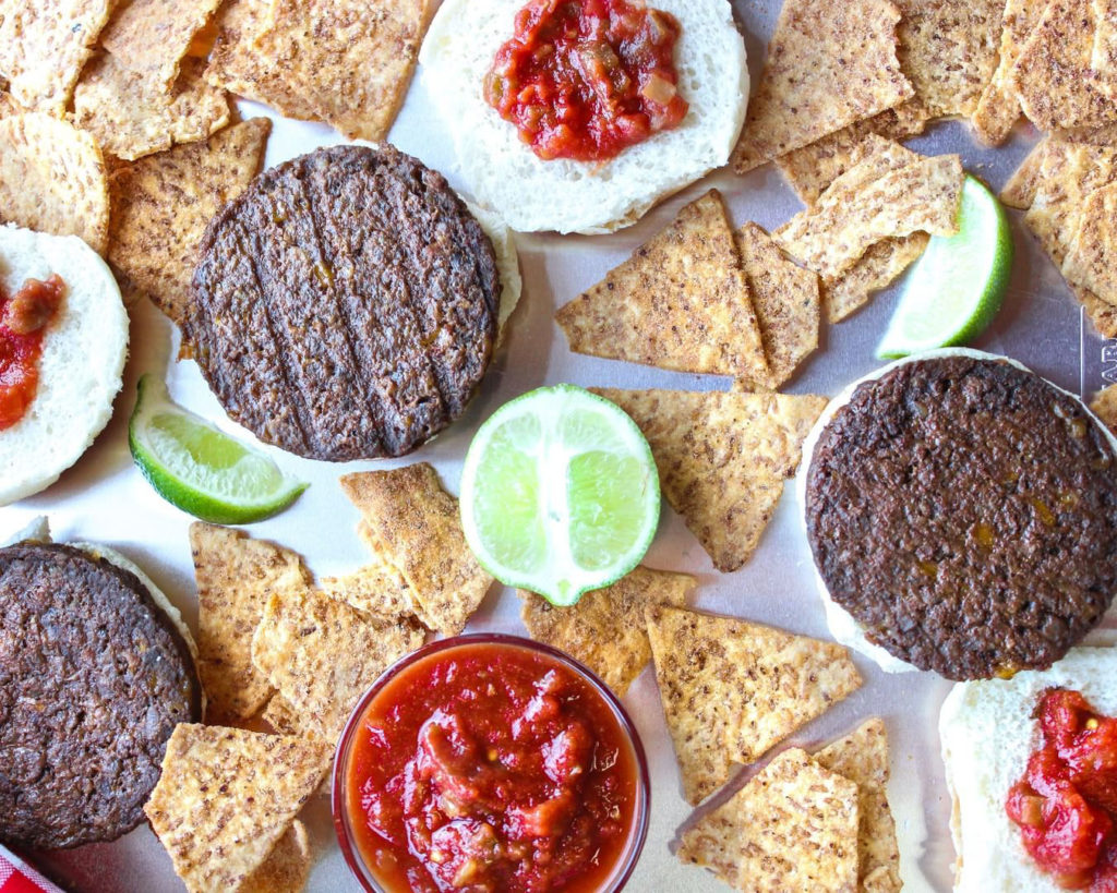 Salsa Burgers with a side of Riceworks