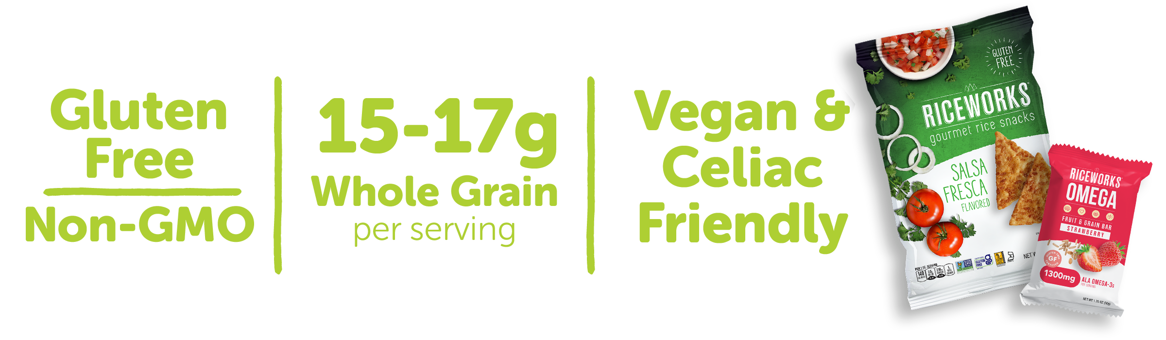 Gluten Free, Non-GMO, 15-17 g Whole Grain per serving, Vegan and Celiac friendly
