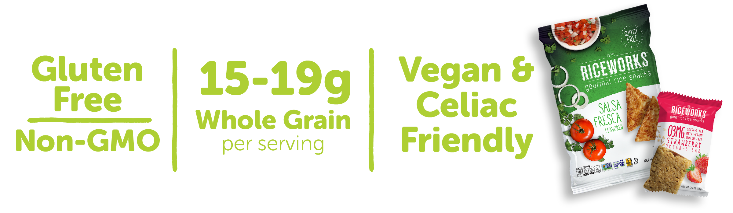 Gluten Free, Non-GMO, 15-19 g Whole Grain per serving, Vegan and Celiac friendly