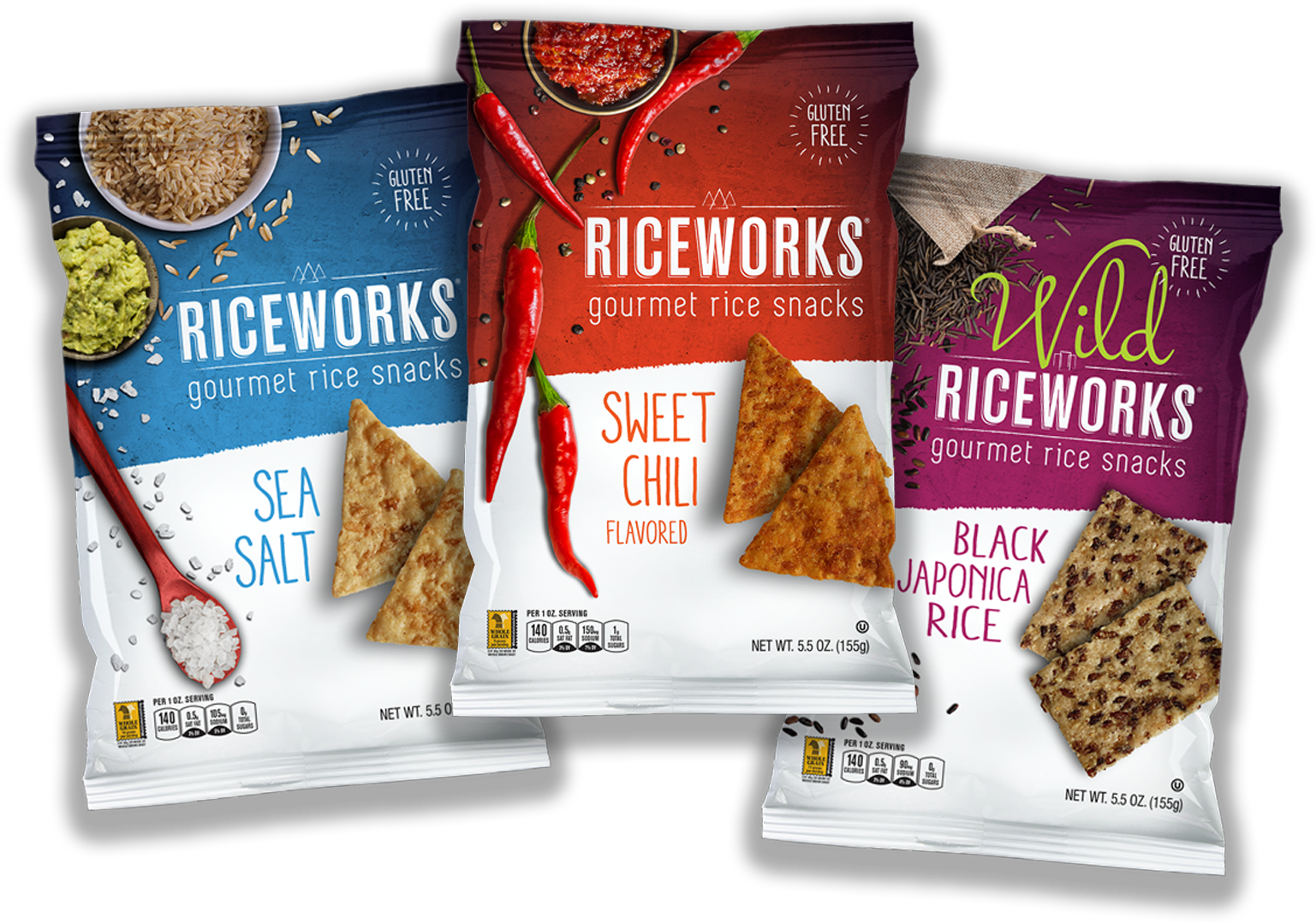 Bags of Riceworks Gourmet Rice Snacks