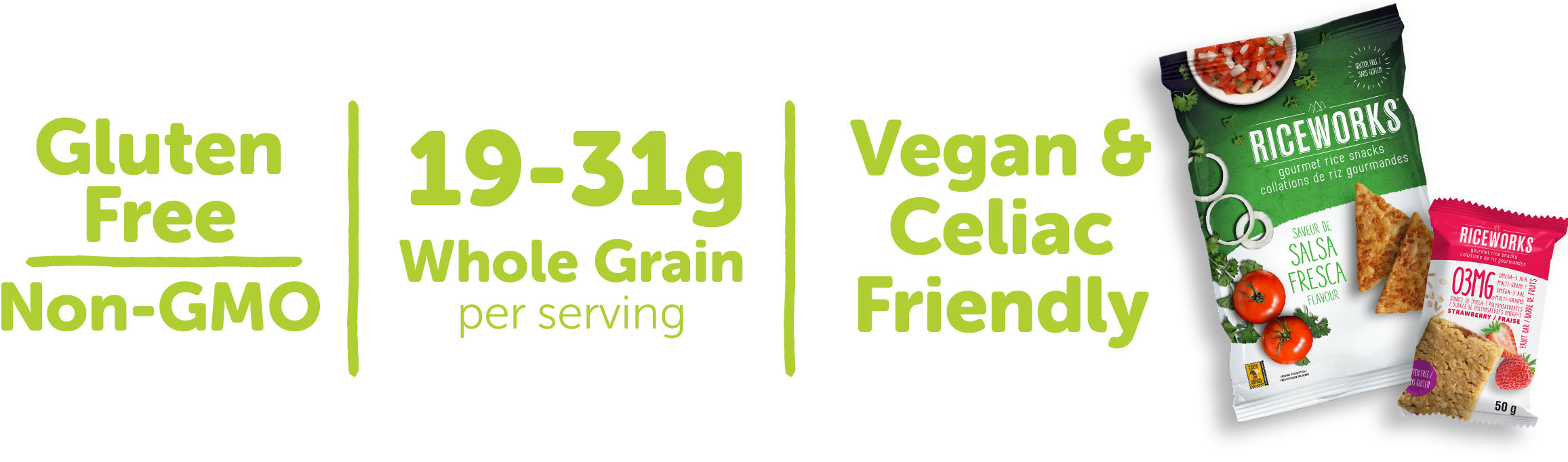 Gluten Free, Non-GMO, 15-19 g Whole Grain per serving, Vegan and Celiac friendly