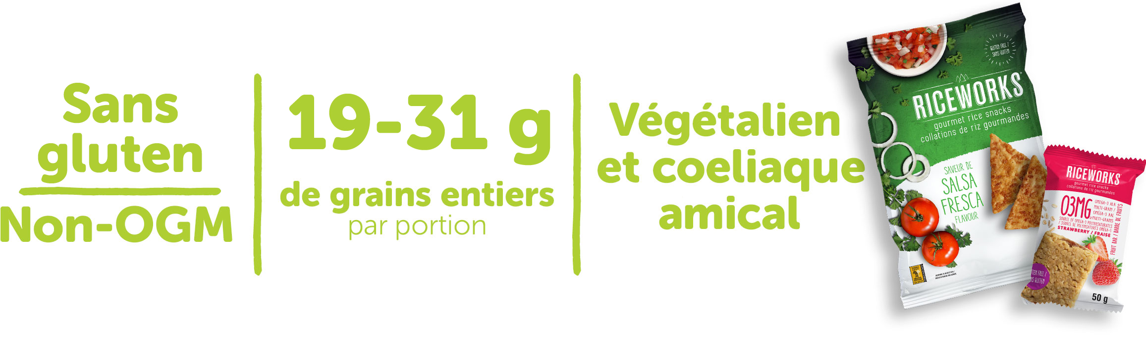 Sans gluten, Non-OGN, 15-19 g de grains entiers par portion, Végétalien et coeliaque Amical
