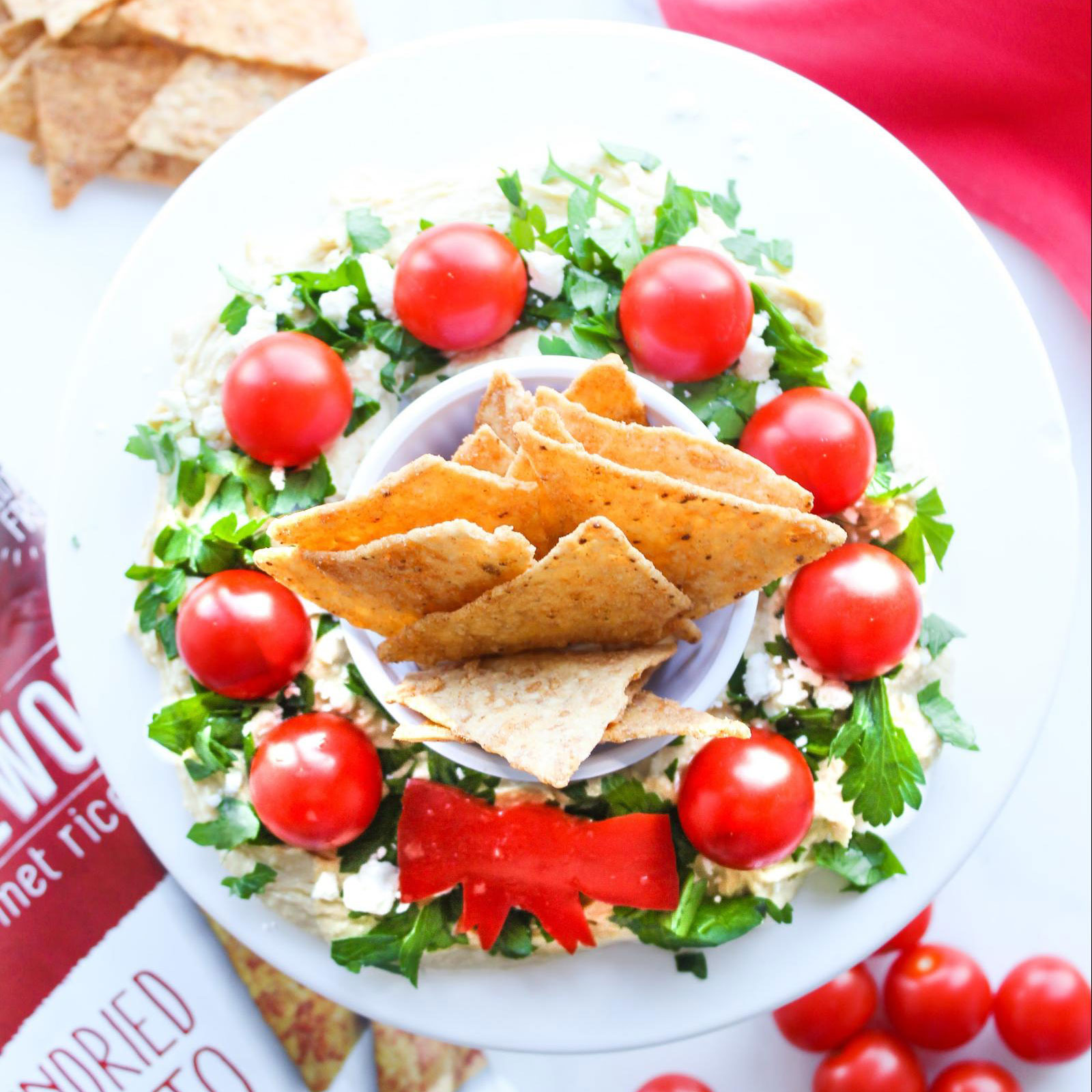 Festive Hummus Wreath