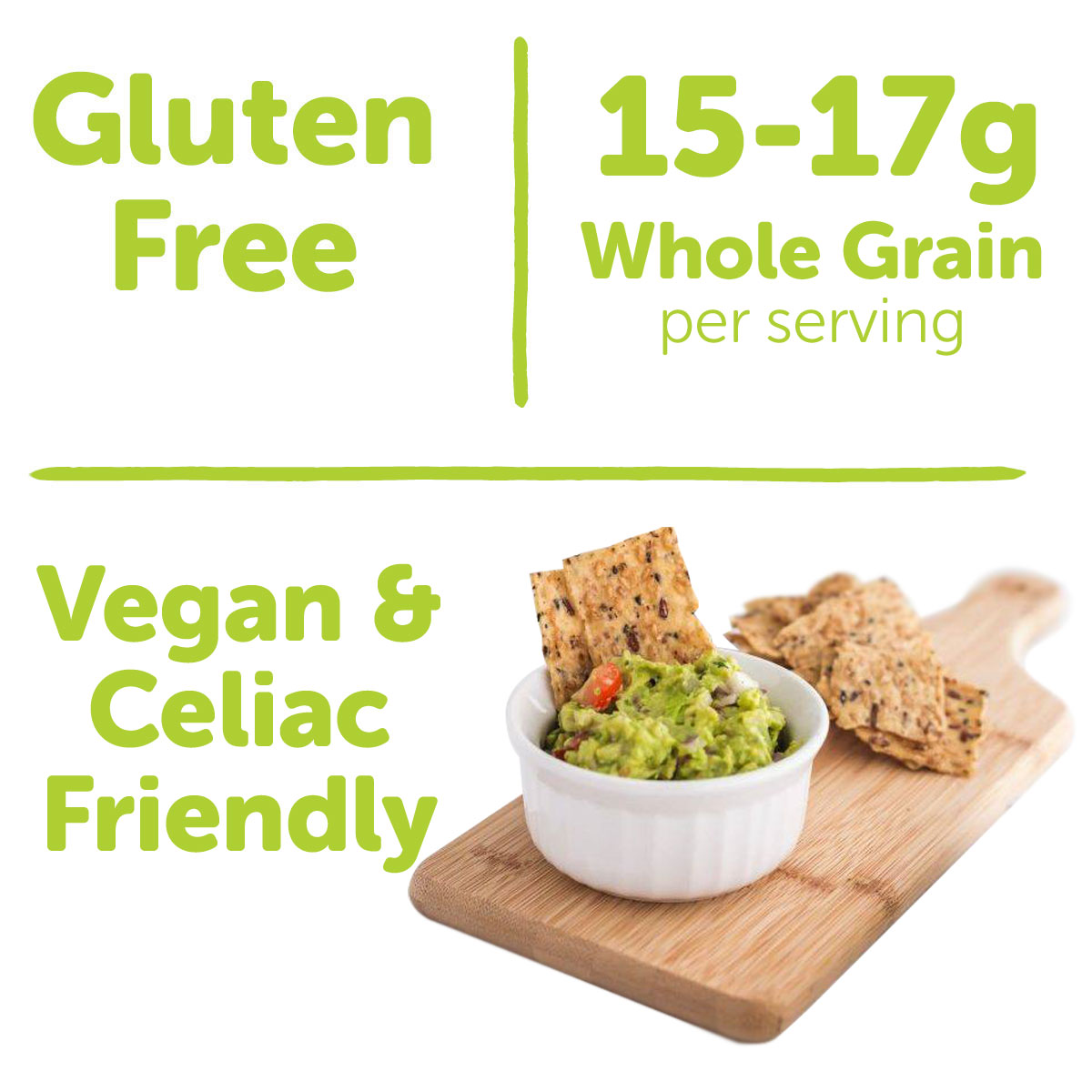Gluten Free / 15-17g Whole Grain per serving / Vegan and Celiac Friendly