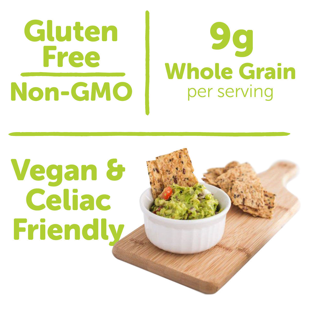 Gluten Free / 9g Whole Grain per serving / Vegan and Celiac Friendly
