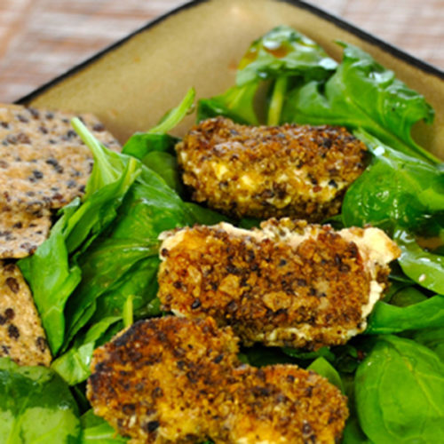 Spinach Salad with Baked Goat Cheese