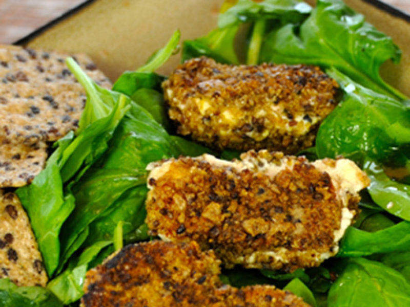 Spinach Salad with Baked Goat Cheese